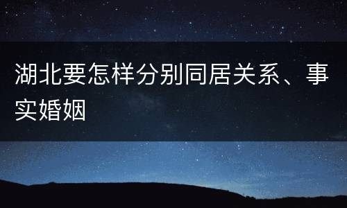 湖北要怎样分别同居关系、事实婚姻