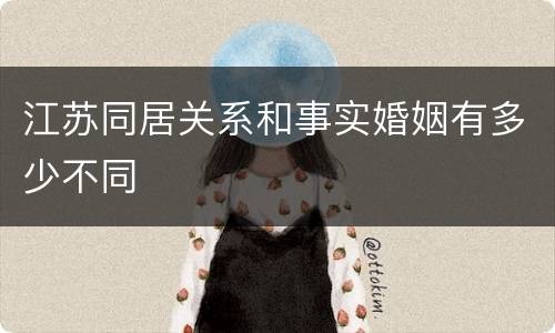 江苏同居关系和事实婚姻有多少不同