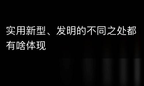 实用新型、发明的不同之处都有啥体现