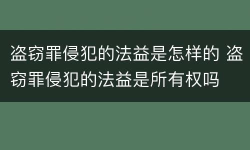 盗窃罪侵犯的法益是怎样的 盗窃罪侵犯的法益是所有权吗