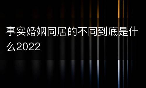 事实婚姻同居的不同到底是什么2022