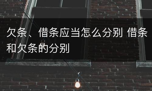 欠条、借条应当怎么分别 借条和欠条的分别