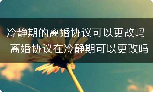 冷静期的离婚协议可以更改吗 离婚协议在冷静期可以更改吗