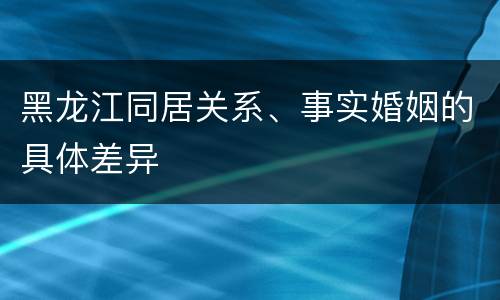 黑龙江同居关系、事实婚姻的具体差异