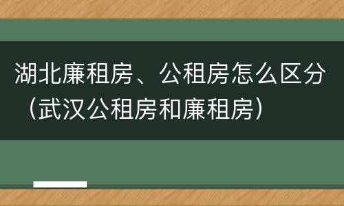 湖北廉租房、公租房怎么区分（武汉公租房和廉租房）