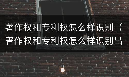 著作权和专利权怎么样识别（著作权和专利权怎么样识别出来）