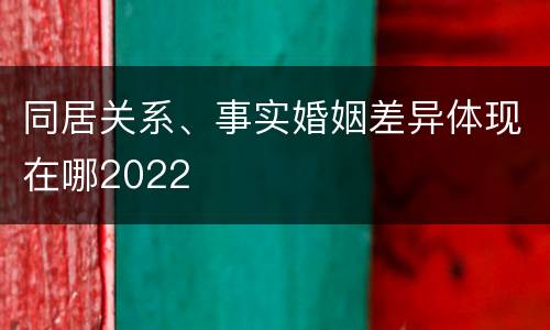 同居关系、事实婚姻差异体现在哪2022