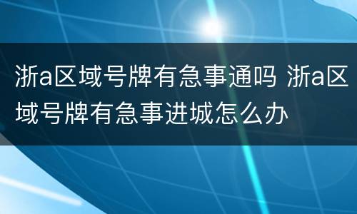 浙a区域号牌有急事通吗 浙a区域号牌有急事进城怎么办