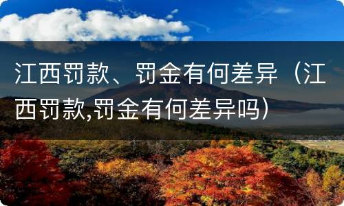 江西罚款、罚金有何差异（江西罚款,罚金有何差异吗）