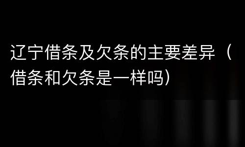 辽宁借条及欠条的主要差异（借条和欠条是一样吗）