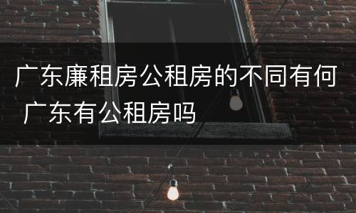 广东廉租房公租房的不同有何 广东有公租房吗