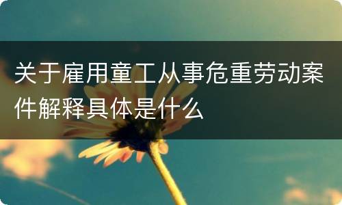 关于雇用童工从事危重劳动案件解释具体是什么