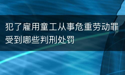 犯了雇用童工从事危重劳动罪受到哪些判刑处罚