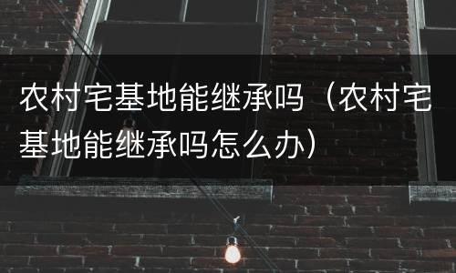 农村宅基地能继承吗（农村宅基地能继承吗怎么办）