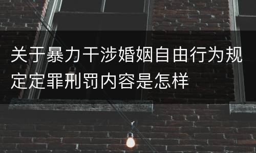关于暴力干涉婚姻自由行为规定定罪刑罚内容是怎样