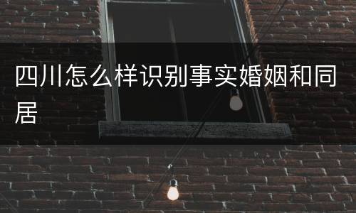 四川怎么样识别事实婚姻和同居