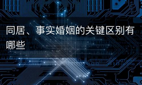 同居、事实婚姻的关键区别有哪些