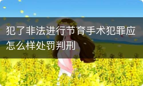 犯了非法进行节育手术犯罪应怎么样处罚判刑