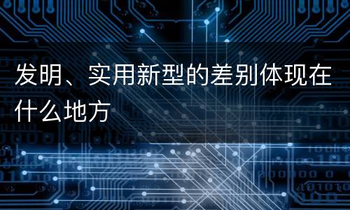 发明、实用新型的差别体现在什么地方