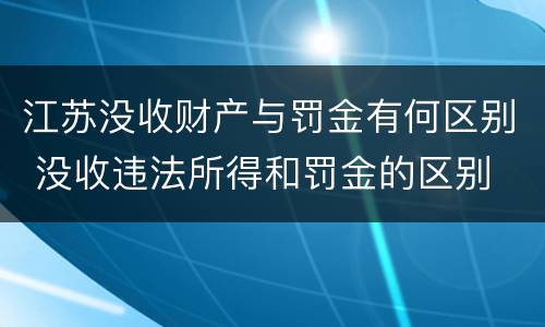 江苏没收财产与罚金有何区别 没收违法所得和罚金的区别