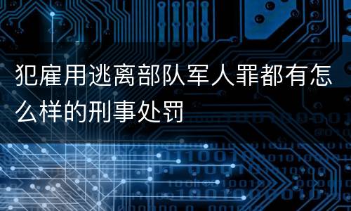 犯雇用逃离部队军人罪都有怎么样的刑事处罚