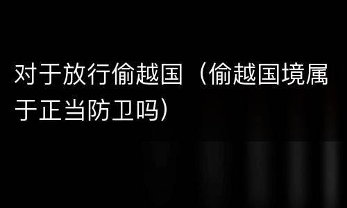 对于放行偷越国（偷越国境属于正当防卫吗）