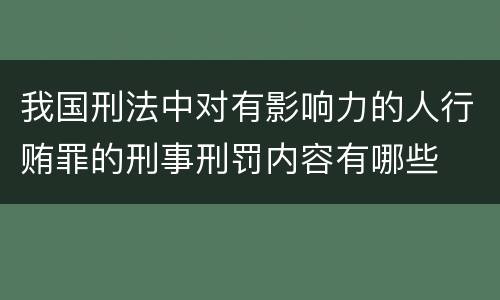 我国刑法中对有影响力的人行贿罪的刑事刑罚内容有哪些
