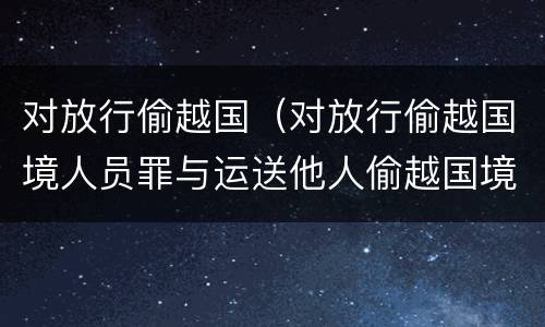 对放行偷越国（对放行偷越国境人员罪与运送他人偷越国境罪共犯）