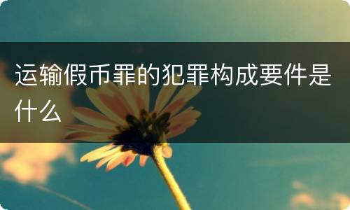 运输假币罪的犯罪构成要件是什么