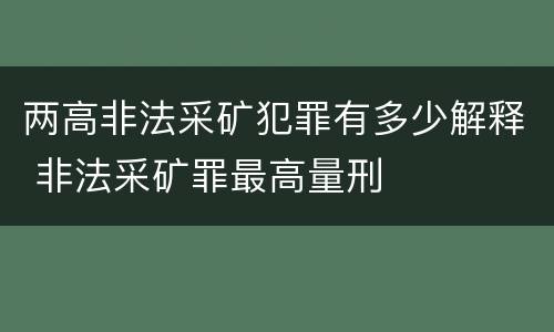两高非法采矿犯罪有多少解释 非法采矿罪最高量刑