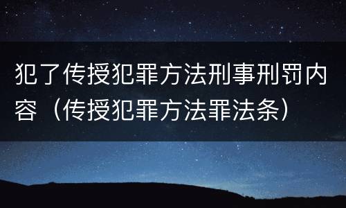 犯了传授犯罪方法刑事刑罚内容（传授犯罪方法罪法条）