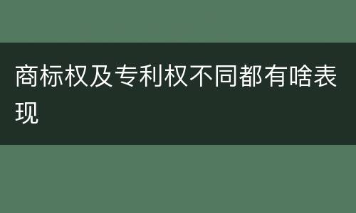 商标权及专利权不同都有啥表现