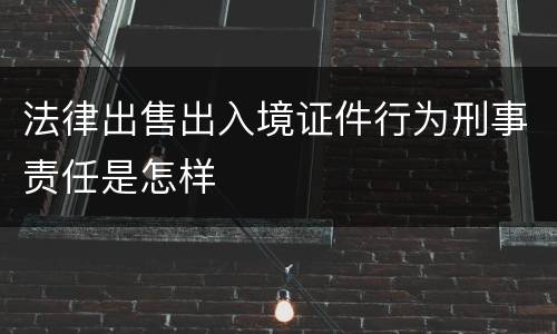 法律出售出入境证件行为刑事责任是怎样