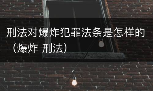 刑法对爆炸犯罪法条是怎样的（爆炸 刑法）