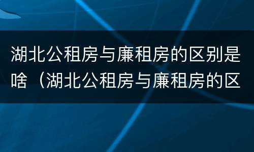湖北公租房与廉租房的区别是啥（湖北公租房与廉租房的区别是啥呀）
