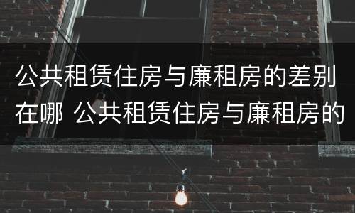 公共租赁住房与廉租房的差别在哪 公共租赁住房与廉租房的差别在哪查