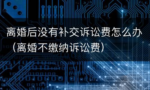 离婚后没有补交诉讼费怎么办（离婚不缴纳诉讼费）