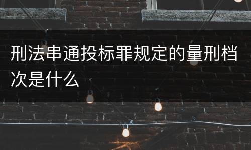 刑法串通投标罪规定的量刑档次是什么