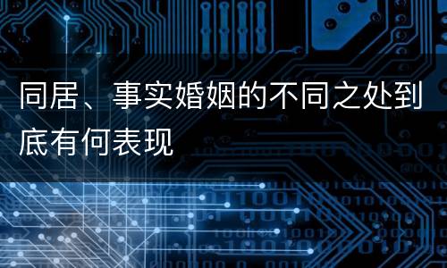 同居、事实婚姻的不同之处到底有何表现
