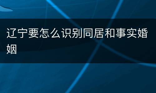 辽宁要怎么识别同居和事实婚姻