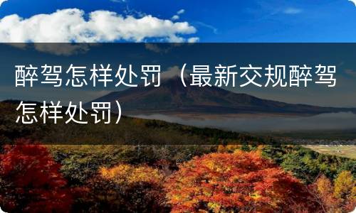 醉驾怎样处罚（最新交规醉驾怎样处罚）