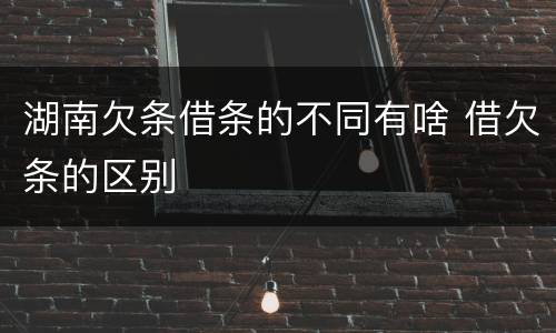 湖南欠条借条的不同有啥 借欠条的区别