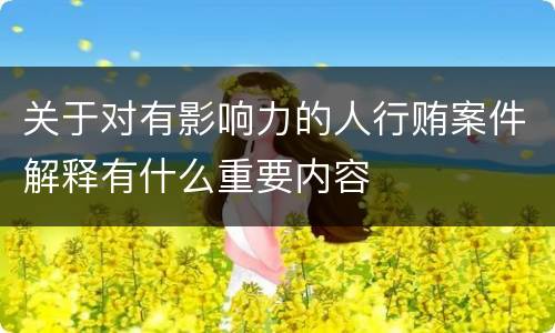 关于对有影响力的人行贿案件解释有什么重要内容