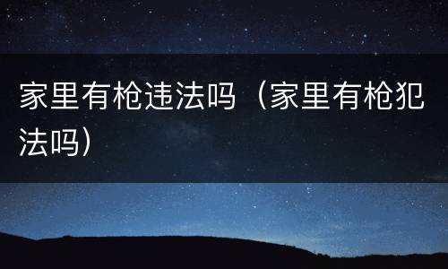 家里有枪违法吗（家里有枪犯法吗）