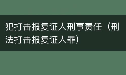 犯打击报复证人刑事责任（刑法打击报复证人罪）