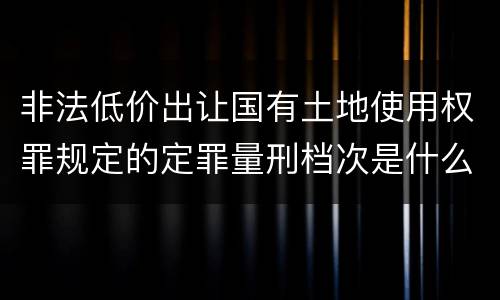非法低价出让国有土地使用权罪规定的定罪量刑档次是什么