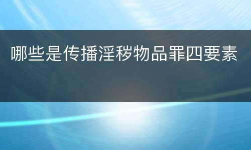 哪些是传播淫秽物品罪四要素