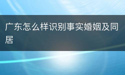 广东怎么样识别事实婚姻及同居
