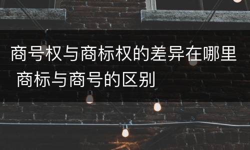 商号权与商标权的差异在哪里 商标与商号的区别