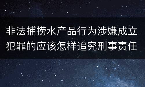 非法捕捞水产品行为涉嫌成立犯罪的应该怎样追究刑事责任